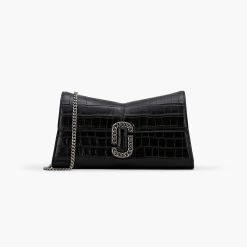 Marc Jacobs The Croc-Embossed St. Marc Convertible Clutch BLACK