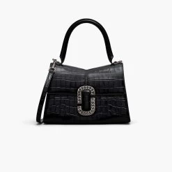 Marc Jacobs The Croc-Embossed St. Marc Top Handle BLACK