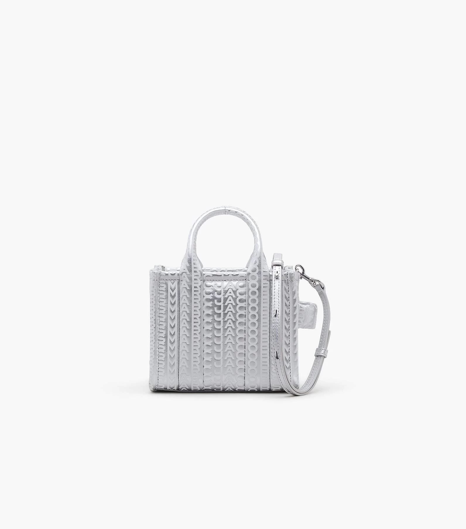 Marc Jacobs The Monogram Metallic Mini Tote Bag SILVER/BRIGHT WHITE 4 Marc Jacobs The Monogram Metallic Mini Tote Bag SILVER/BRIGHT WHITE - Image 2