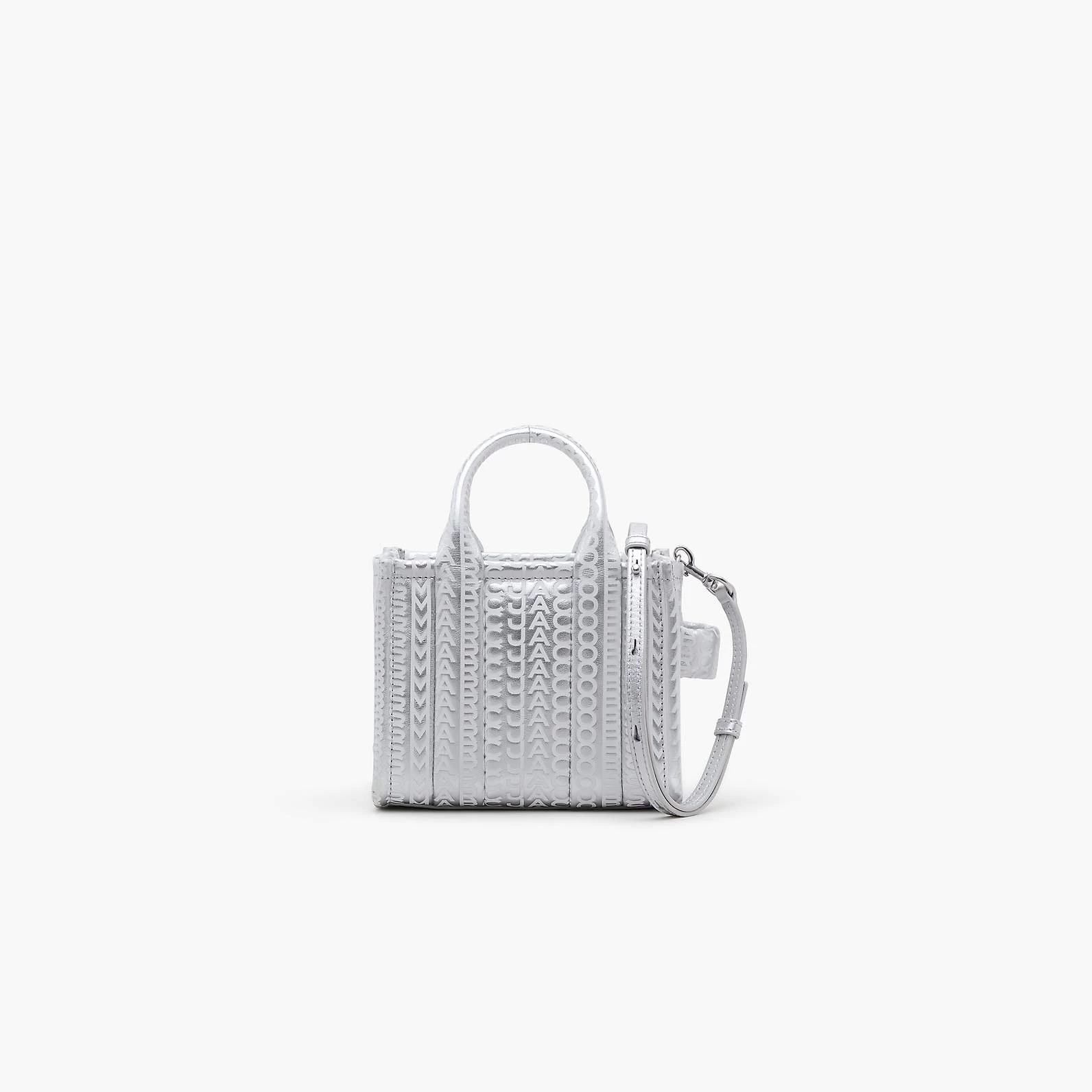 Marc Jacobs The Monogram Metallic Mini Tote Bag SILVER/BRIGHT WHITE 3 Marc Jacobs The Monogram Metallic Mini Tote Bag SILVER/BRIGHT WHITE