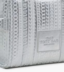 Marc Jacobs The Monogram Metallic Small Tote Bag SILVER/BRIGHT WHITE -Fashion Store MJI 2F3HTT049H01 113 F8F8F8 1 1 ALT6