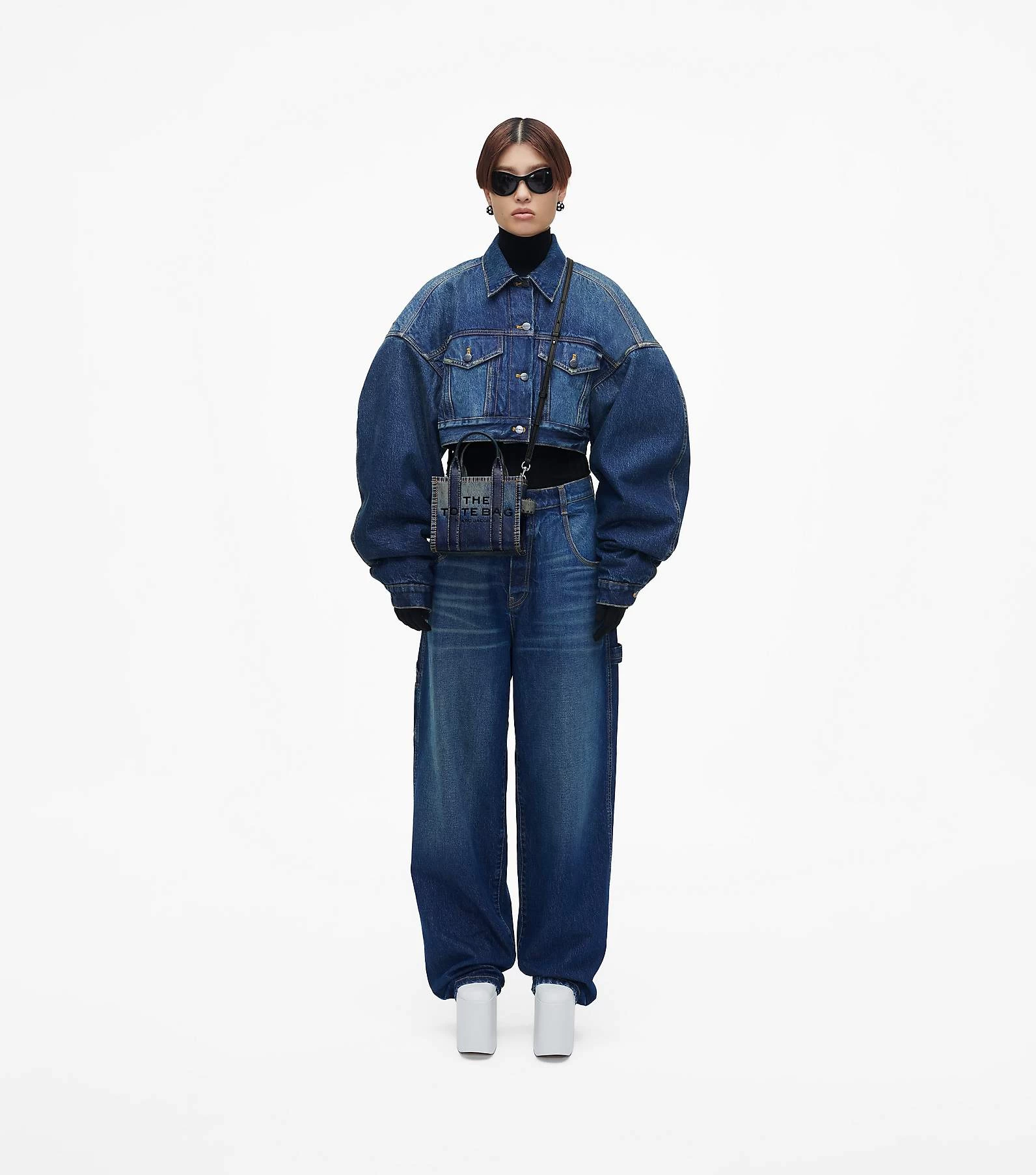 Marc Jacobs The Denim-Printed Leather Mini Tote Bag DENIM 5 Marc Jacobs The Denim-Printed Leather Mini Tote Bag DENIM - Image 3