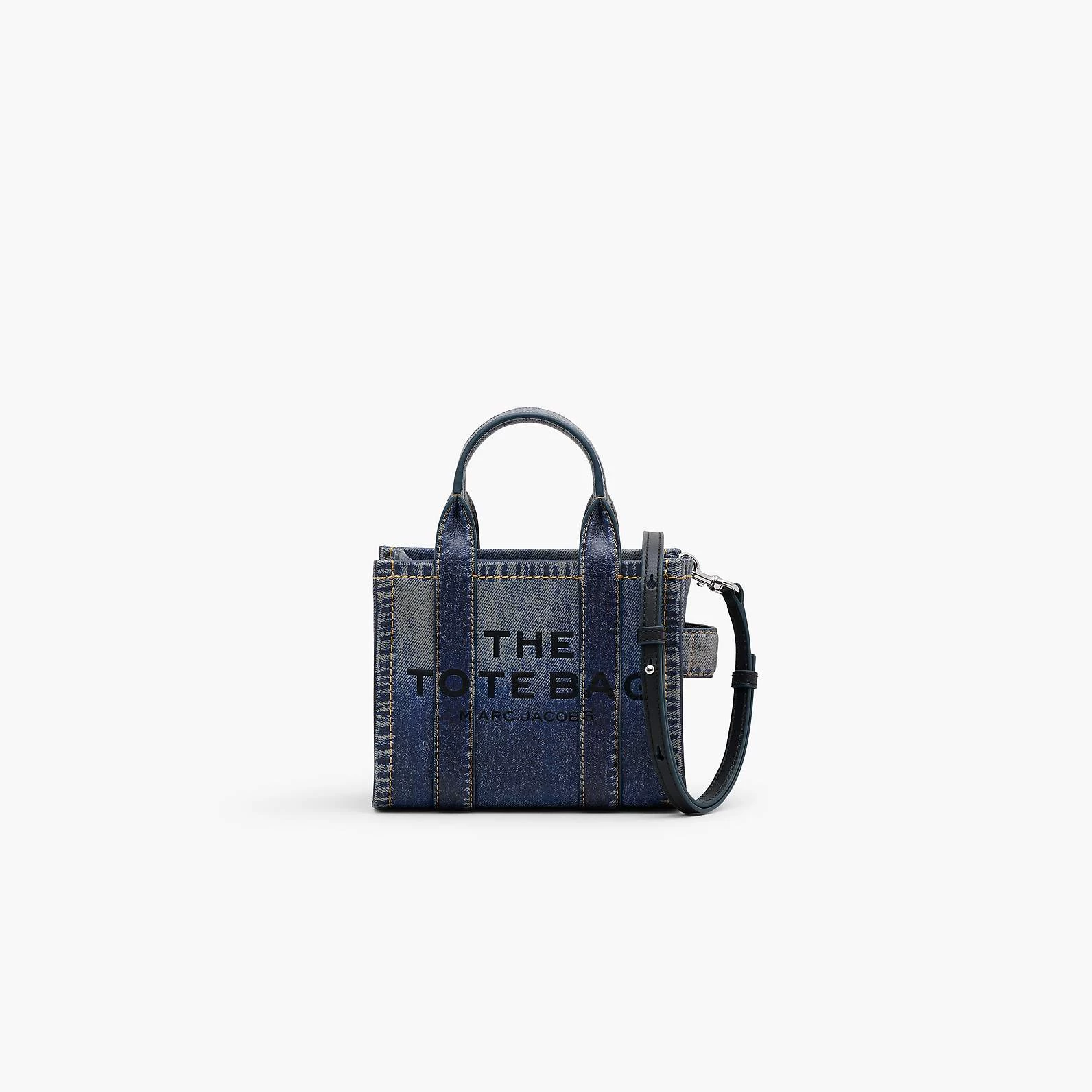 Marc Jacobs The Denim-Printed Leather Mini Tote Bag DENIM 3 Marc Jacobs The Denim-Printed Leather Mini Tote Bag DENIM