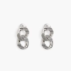 Marc Jacobs The Monogram Chain Link Earrings LIGHT ANTIQUE SILVER