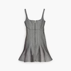 Marc Jacobs The Bustier Fluted Dress SILVER REFLECTIVE