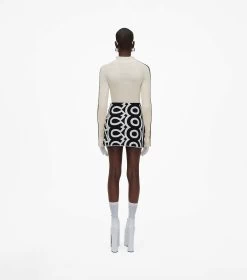 Marc Jacobs The Flock Monogram Mini Skirt BLACK/IVORY -Fashion Store MJI 2F3RSK002K15 004 F8F8F8 1 1 ALT3