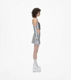 Marc Jacobs The Puffy Leather Mini Skirt SILVER 12 Marc Jacobs The Puffy Leather Mini Skirt SILVER -Fashion Store MJI 2F3RSK002W19 040 F8F8F8 1 1 ALT2