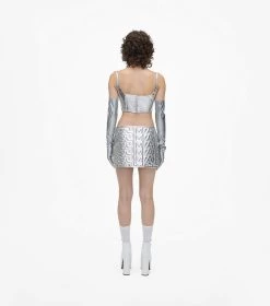Marc Jacobs The Puffy Leather Mini Skirt SILVER 13 Marc Jacobs The Puffy Leather Mini Skirt SILVER -Fashion Store MJI 2F3RSK002W19 040 F8F8F8 1 1 ALT3