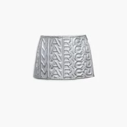 Marc Jacobs The Puffy Leather Mini Skirt SILVER