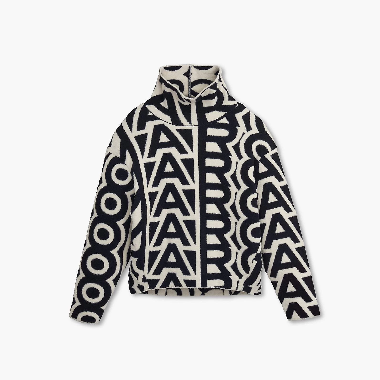 Marc Jacobs The Flock Monogram Funnel Sweater BLACK/IVORY 3 Marc Jacobs The Flock Monogram Funnel Sweater BLACK/IVORY