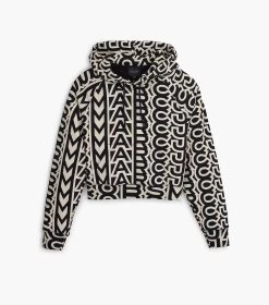Marc Jacobs The Monogram Crop Hoodie BLACK/IVORY -Fashion Store MJI 2F3RTP011C09 004 F8F8F8 1 1 ALT1
