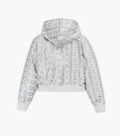 Marc Jacobs The Monogram Crop Hoodie SILVER/BRIGHT WHITE -Fashion Store MJI 2F3RTP011C15 113 F8F8F8 1 1 ALT4