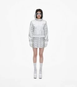 Marc Jacobs The Monogram Crop Hoodie SILVER/BRIGHT WHITE -Fashion Store MJI 2F3RTP011C15 113 F8F8F8 1 1 ALT6