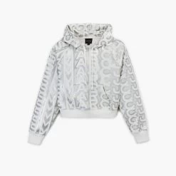 Marc Jacobs The Monogram Crop Hoodie SILVER/BRIGHT WHITE