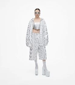 Marc Jacobs The Monogram Zip Hoodie SILVER/BRIGHT WHITE -Fashion Store MJI 2F3RTP012C14 113 F8F8F8 1 1 ALT1