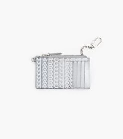Marc Jacobs The Monogram Metallic Top Zip Wristlet Wallet SILVER/BRIGHT WHITE -Fashion Store MJI 2F3SMP035S07 113 F8F8F8 1 1 ALT2