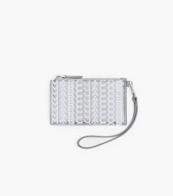 Marc Jacobs The Monogram Metallic Top Zip Wristlet Wallet SILVER/BRIGHT WHITE -Fashion Store MJI 2F3SMP035S07 113 F8F8F8 1 1 MAIN 1