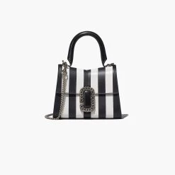Marc Jacobs The Striped St. Marc Mini Top Handle BLACK/WHITE