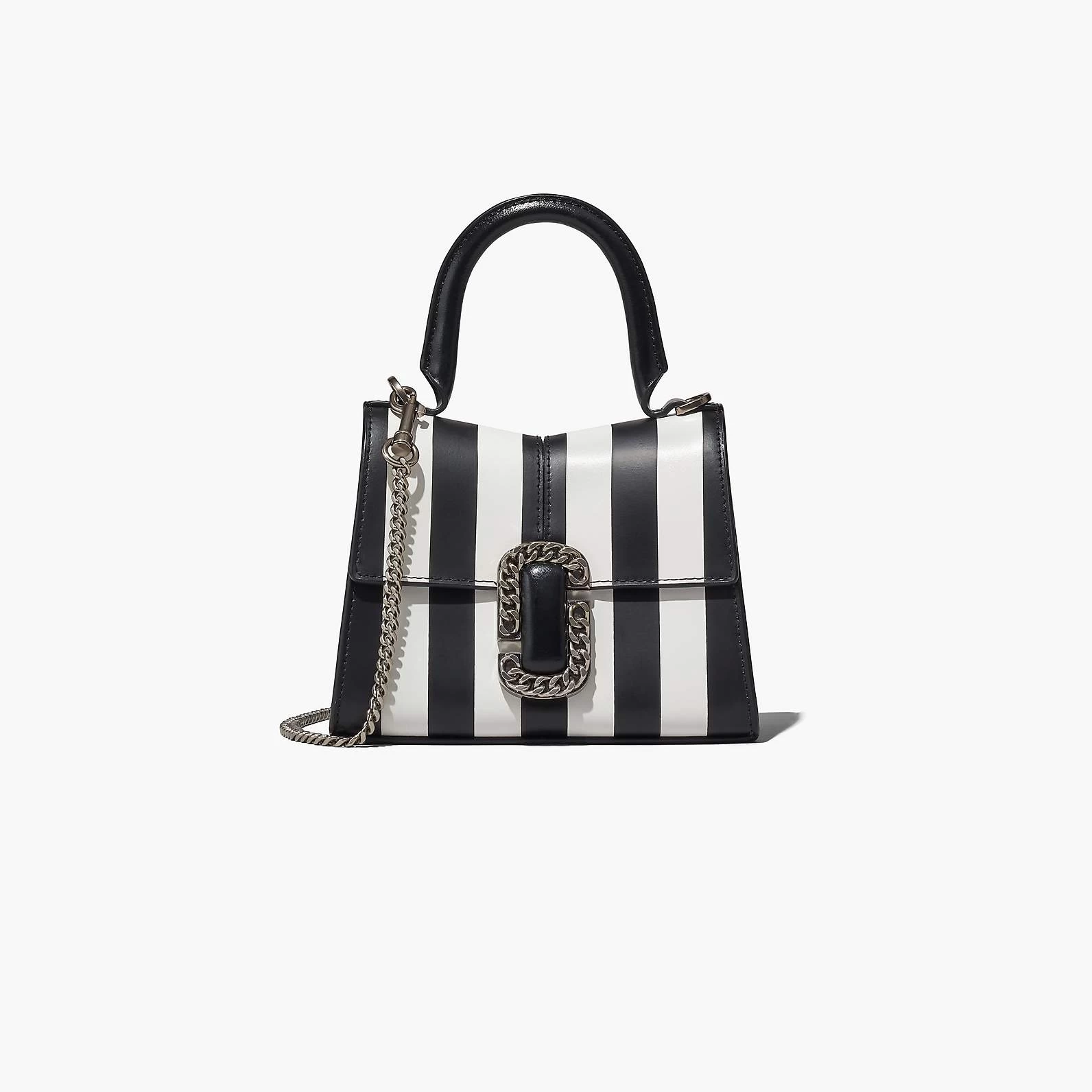 Marc Jacobs The Striped St. Marc Mini Top Handle BLACK/WHITE 3 Marc Jacobs The Striped St. Marc Mini Top Handle BLACK/WHITE