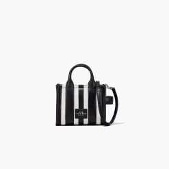 Marc Jacobs The Striped Mini Tote Bag BLACK/WHITE