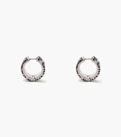 Marc Jacobs The Monogram Engraved Hoops AGED SILVER -Fashion Store MJI 2P3JER001J15 045 F8F8F8 1 1 ALT2