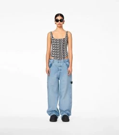 Marc Jacobs The Oversized Carpenter Jean SUN BLEACHED DENIM -Fashion Store MJI 2P3RBT002D01 474 F8F8F8 1 1 ALT2