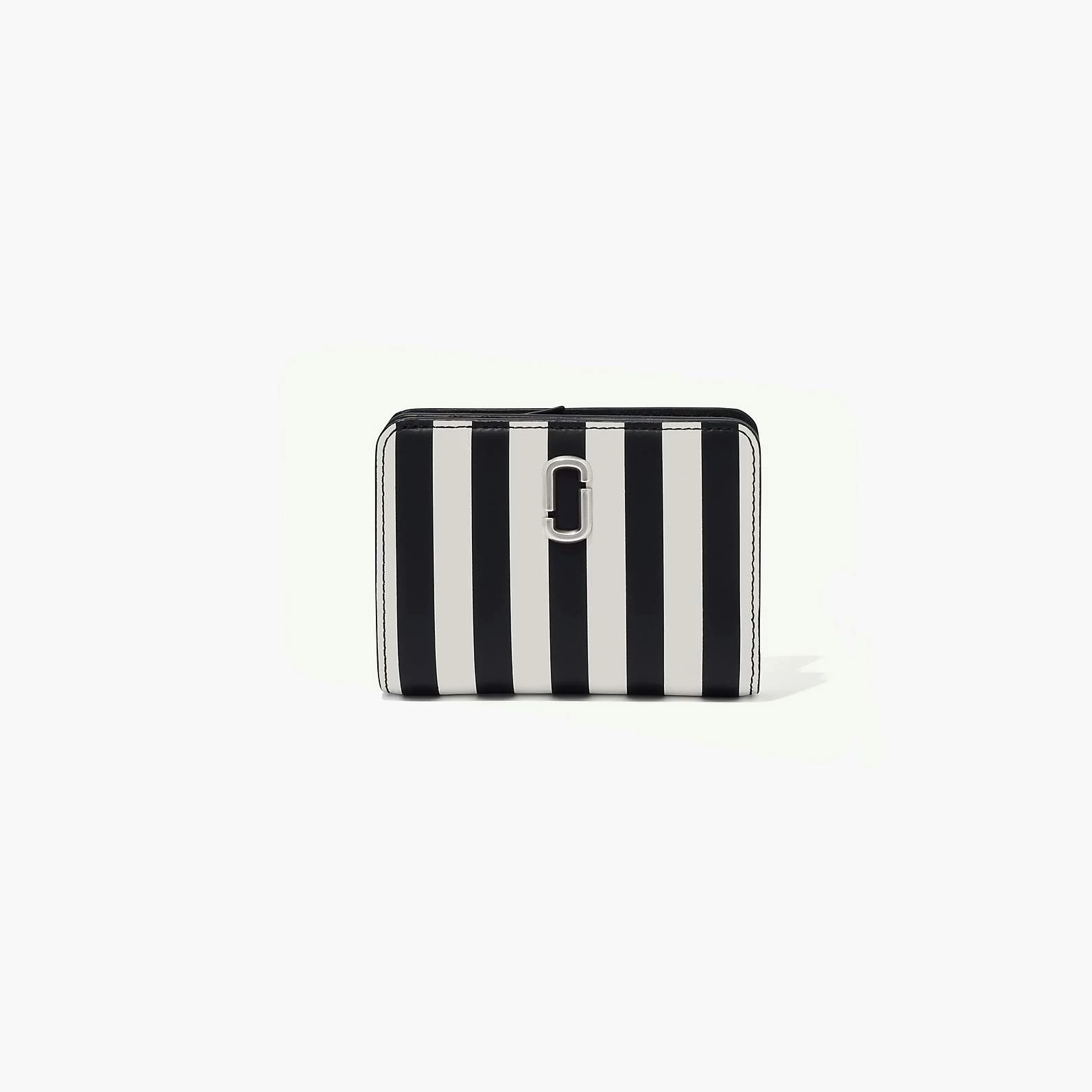Marc Jacobs The Striped J Marc Mini Compact Wallet BLACK/WHITE 3 Marc Jacobs The Striped J Marc Mini Compact Wallet BLACK/WHITE