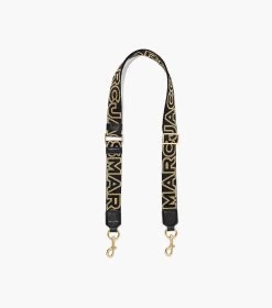 Marc Jacobs The Thin Outline Logo Webbing Strap BLACK/GOLD -Fashion Store MJI 2S3SST002S02 007 F8F8F8 1 1 MAIN 4