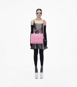Marc Jacobs The Leather Medium Tote Bag FLURO CANDY PINK -Fashion Store MJI H004L01PF21 691 F8F8F8 1 1 ALT1