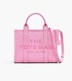 Marc Jacobs The Leather Medium Tote Bag FLURO CANDY PINK -Fashion Store MJI H004L01PF21 691 F8F8F8 1 1 MAIN 2