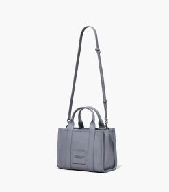 Marc Jacobs The Leather Small Tote Bag WOLF GREY -Fashion Store MJI H009L01SP21 050 F8F8F8 1 1 ALT2