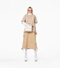 Marc Jacobs The Leather Small Tote Bag COTTON/SILVER -Fashion Store MJI H009L01SP21 140 F8F8F8 1 1 ALT1