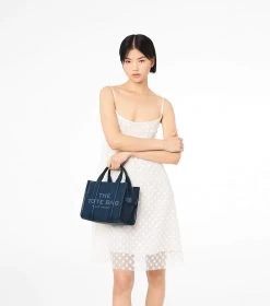 Marc Jacobs The Leather Small Tote Bag BLUE SEA -Fashion Store MJI H009L01SP21 426 F8F8F8 1 1 ALT1