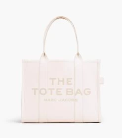 Marc Jacobs The Leather Large Tote Bag COTTON/SILVER -Fashion Store MJI H020L01FA21 140 F8F8F8 1 1 MAIN 2