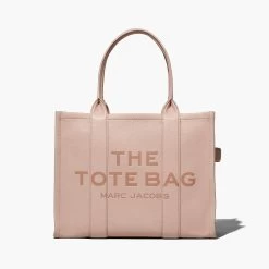 Marc Jacobs The Leather Large Tote Bag COTTON/SILVER -Fashion Store MJI H020L01FA21 624 F8F8F8 1 1 MAIN 1