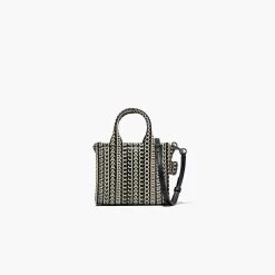 Marc Jacobs The Monogram Leather Mini Tote Bag BLACK/WHITE