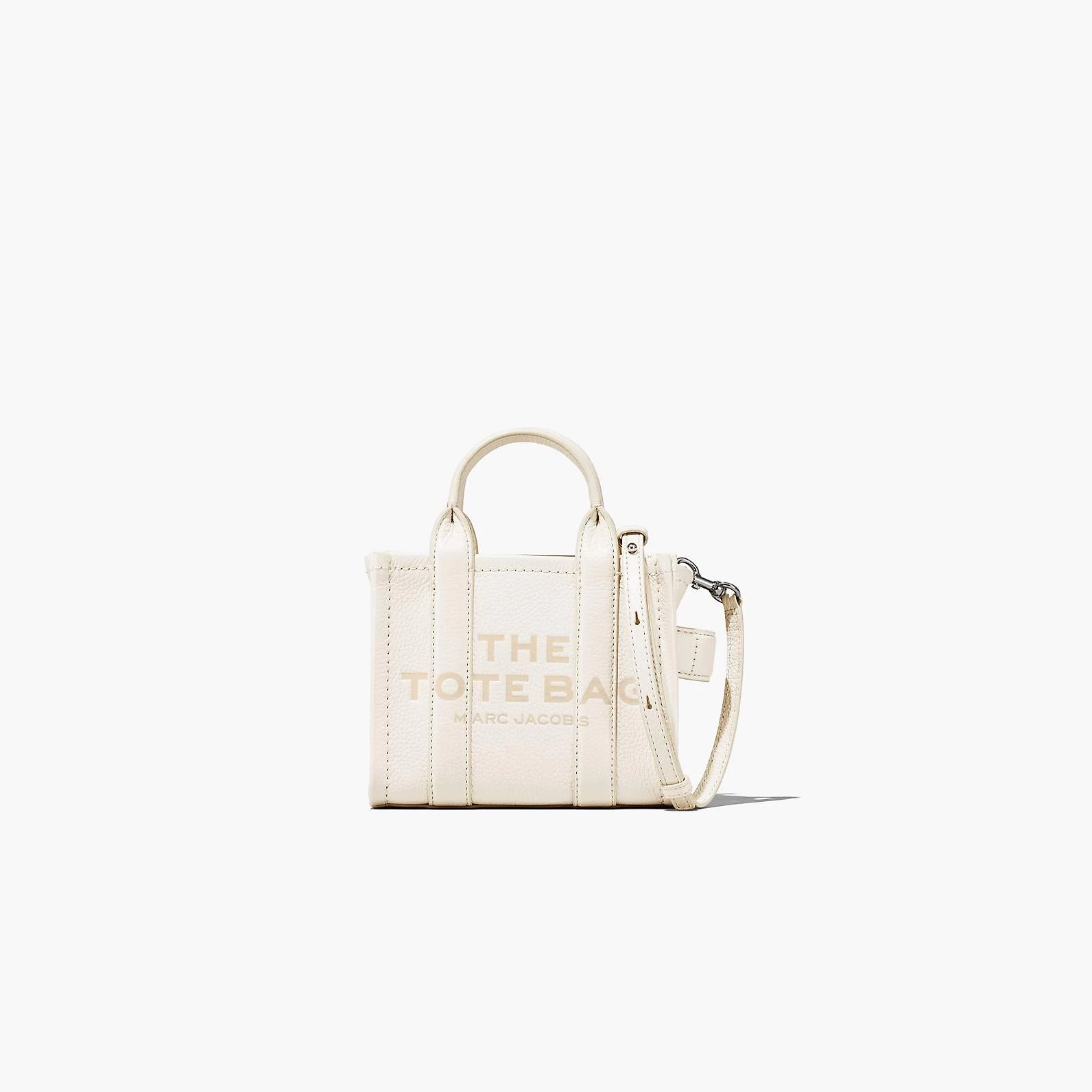 Marc Jacobs The Leather Mini Tote Bag COTTON/SILVER 6 Marc Jacobs The Leather Mini Tote Bag COTTON/SILVER - Image 4