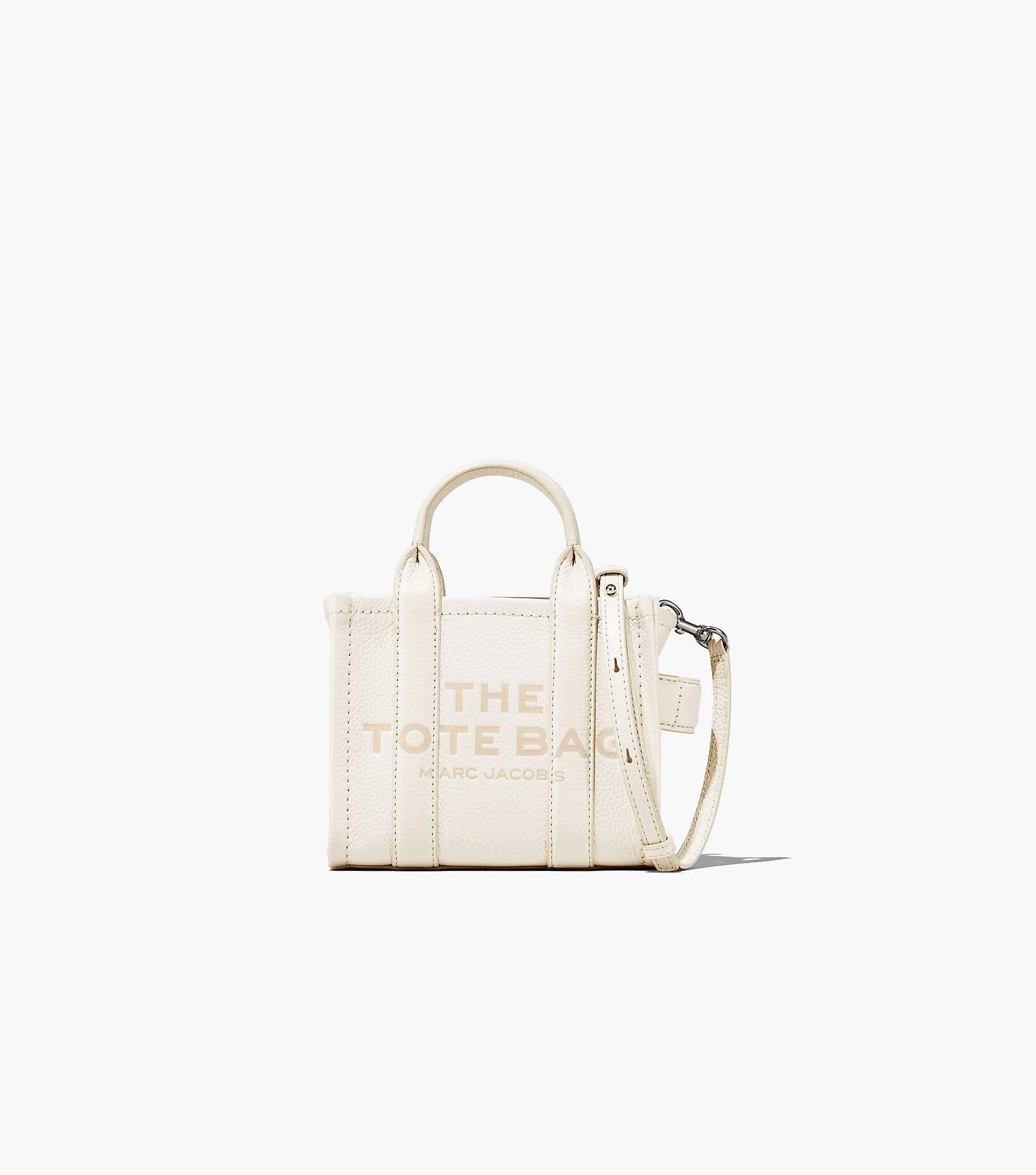 Marc Jacobs The Leather Mini Tote Bag COTTON/SILVER 12 Marc Jacobs The Leather Mini Tote Bag COTTON/SILVER - Image 10