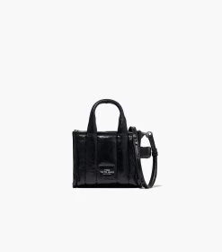 Marc Jacobs The Shiny Crinkle Leather Mini Tote BLACK -Fashion Store MJI H064L03FA22 001 F8F8F8 1 1 MAIN 1