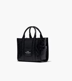 Marc Jacobs The Shiny Crinkle Leather Small Tote BLACK -Fashion Store MJI H065L01PF22 001 F8F8F8 1 1 ALT3