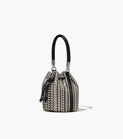 Marc Jacobs The Monogram Leather Mini Bucket Bag BLACK/WHITE -Fashion Store MJI H653L03FA22 005 F8F8F8 1 1 ALT3