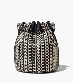 Marc Jacobs The Monogram Leather Mini Bucket Bag BLACK/WHITE -Fashion Store MJI H653L03FA22 005 F8F8F8 1 1 ALT4