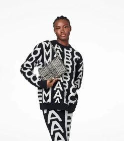 Marc Jacobs The Monogram Leather J Marc Shoulder Bag BLACK/WHITE -Fashion Store MJI H955L03FA22 005 F8F8F8 1 1 ALT1