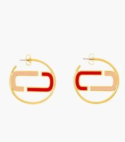 Marc Jacobs The J Marc Colorblock Hoops TRUE RED MULTI/GOLD -Fashion Store MJI J210MT2RE22 949 F8F8F8 1 1 ALT2