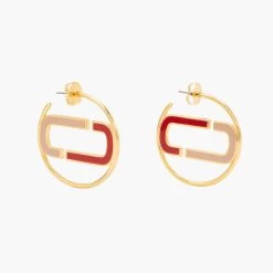 Marc Jacobs The J Marc Colorblock Hoops TRUE RED MULTI/GOLD