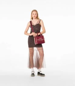 Marc Jacobs The Jacquard Small Tote Bag MERLOT -Fashion Store MJI M0017025 610 F8F8F8 1 1 ALT7