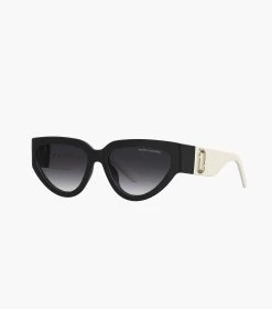 Marc Jacobs J Marc Cat Eye Sunglasses BLACK/WHITE -Fashion Store MJI M8000837 005 F8F8F8 1 1 MAIN 2