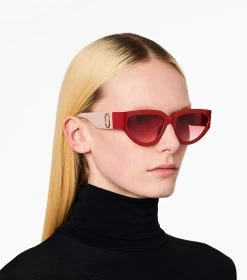 Marc Jacobs J Marc Cat Eye Sunglasses RED -Fashion Store MJI M8000837 600 F8F8F8 1 1 ALT1