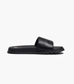 Marc Jacobs The Leather Slide BLACK -Fashion Store MJI M9002407 001 F8F8F8 1 1 ALT3