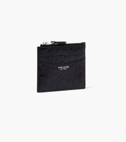 Marc Jacobs The Slim 84 Croc-Embossed Zip Card Case BLACK -Fashion Store MJI S107L01RE22 001 F8F8F8 1 1 ALT2